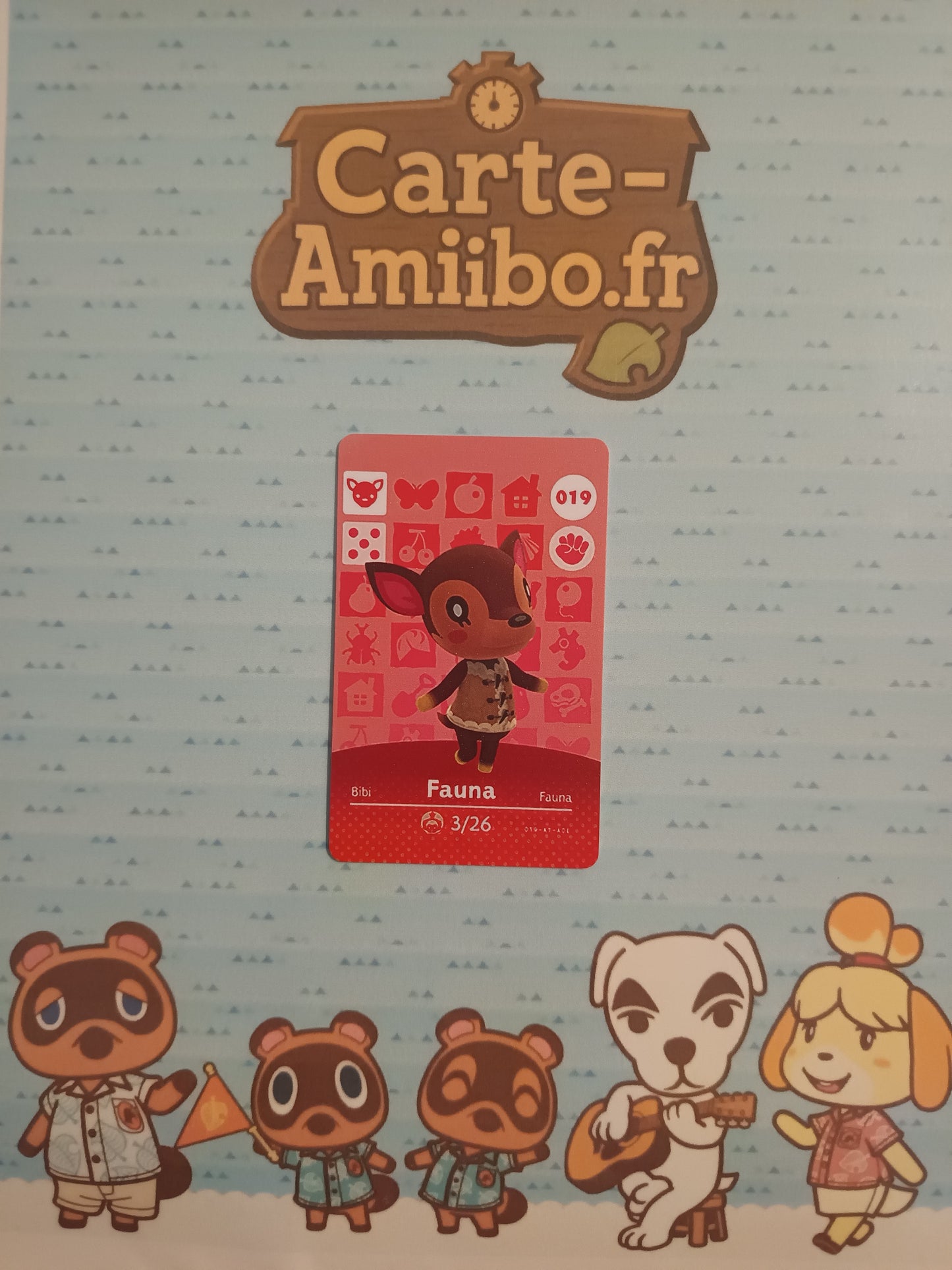 Carte Amiibo Bibi / Fauna 019 
